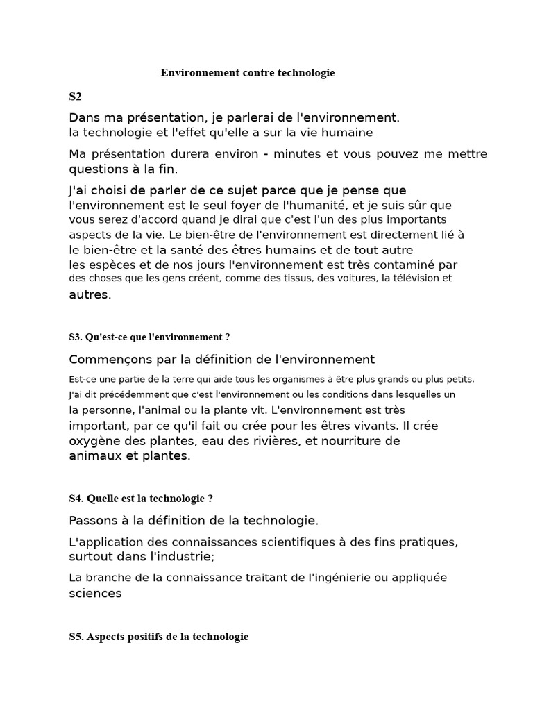 Impact de la technologie sur l'environnement | PDF | Environnement ...