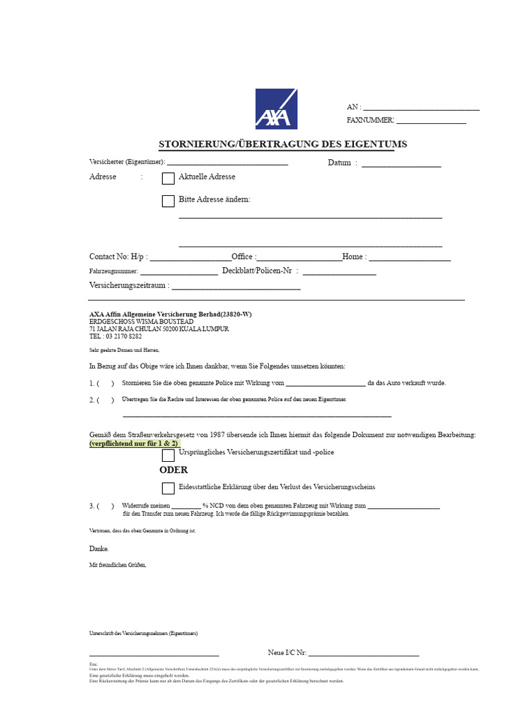 Formular - Stornierung, Übertragung Und NCD-Abhebung-1 PDF | PDF