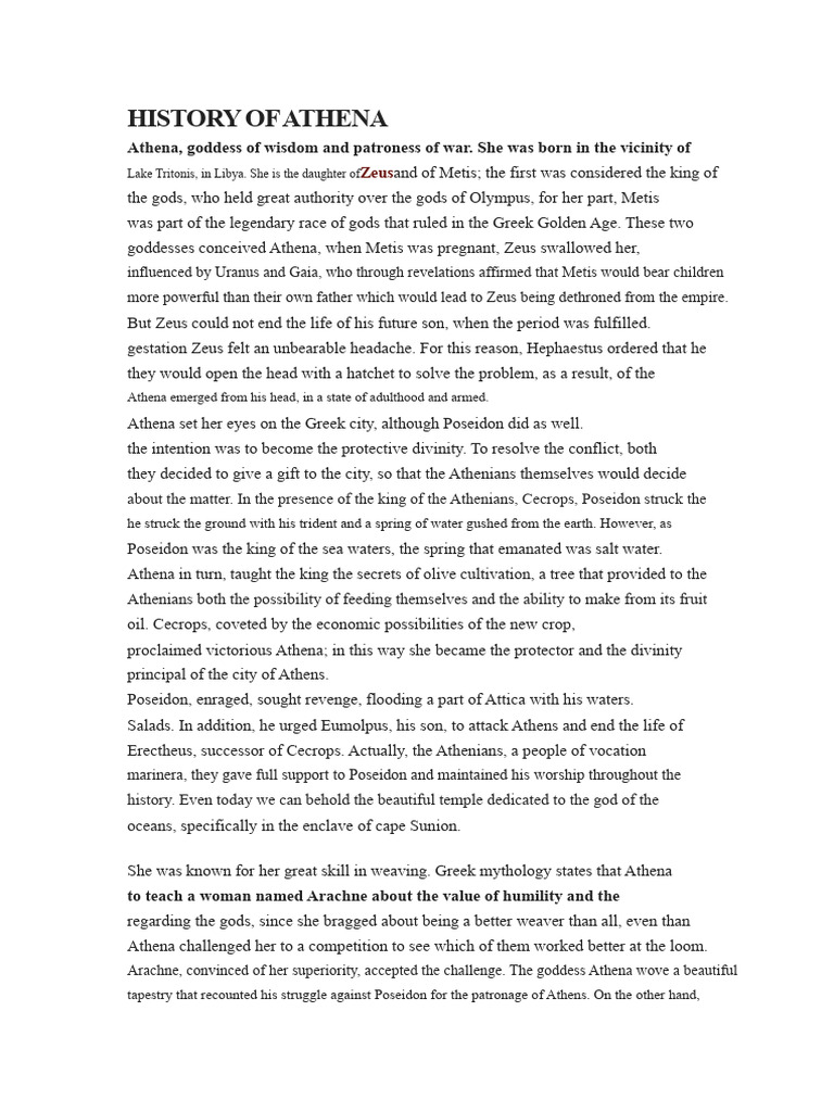 Athena: Origins and Significance | PDF | Athena | Zeus