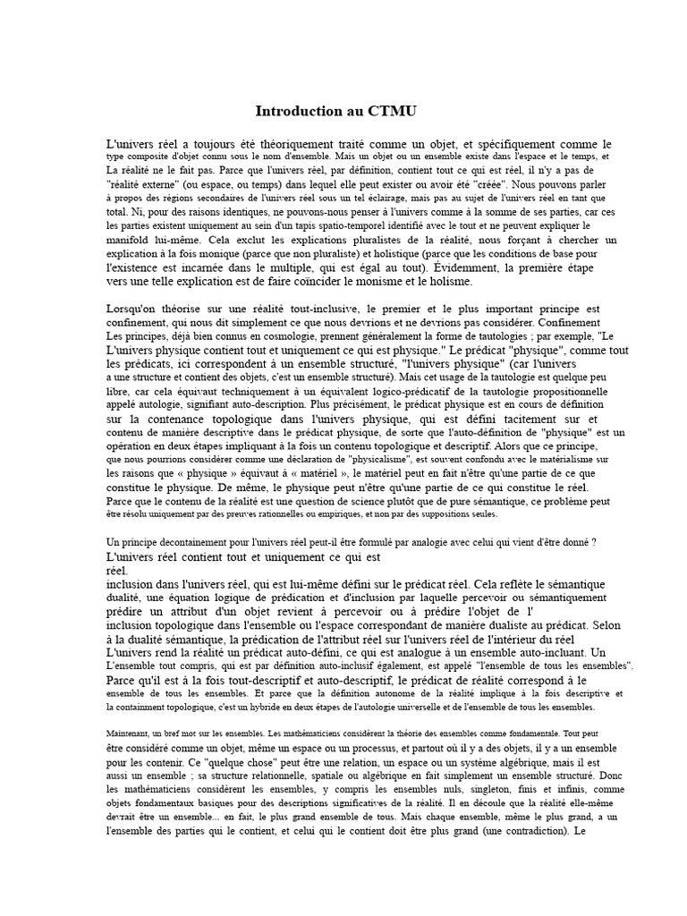 Introduction au CTMU et à la réalité | PDF | Mathématiques | Méthode ...
