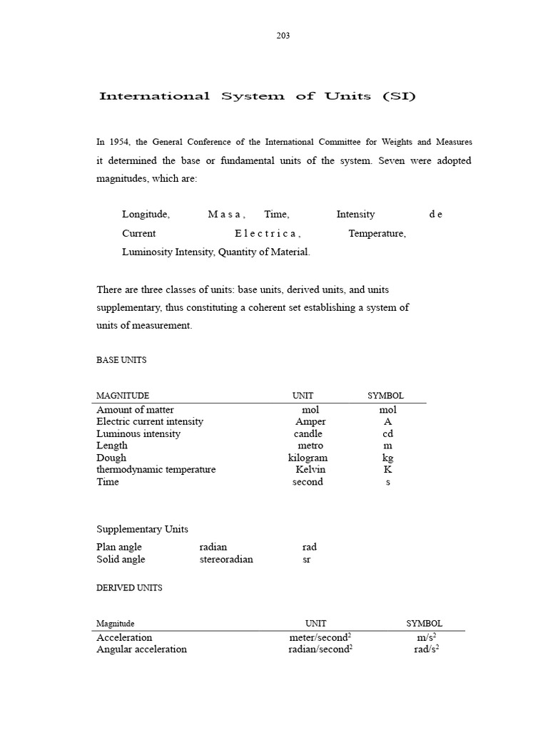 Overview of SI Units and Measurements | PDF | International System Of ...