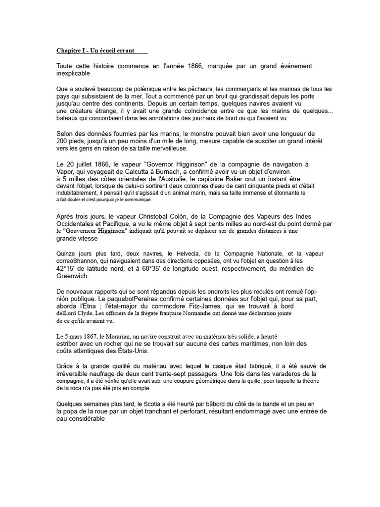 Résumé de "Vingt mille lieues sous les mers" PDF — free download