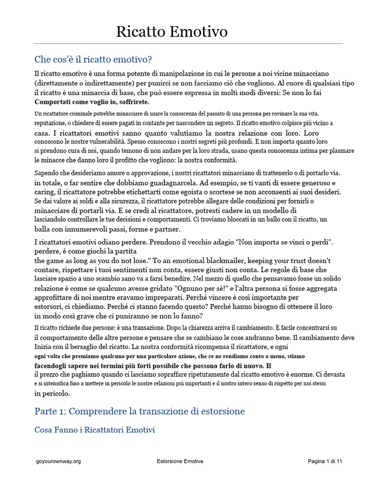 Ricatto Emotivo | PDF