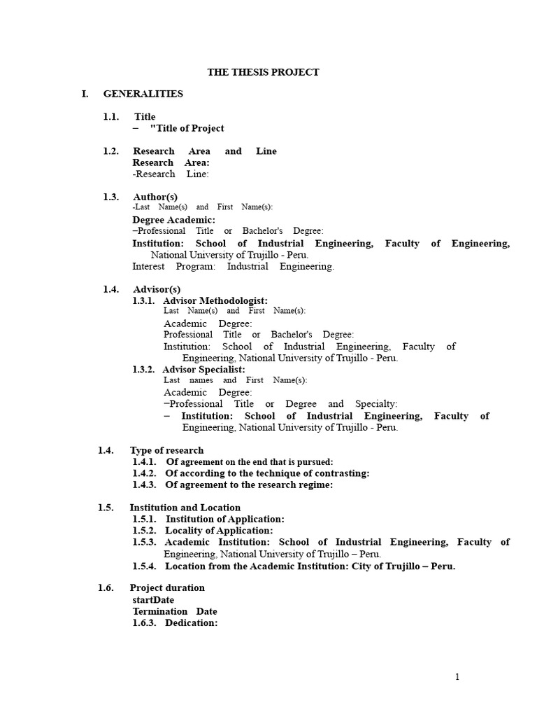 THESIS PROJECT OUTLINE - Industrial Engineering 2022 | PDF ...