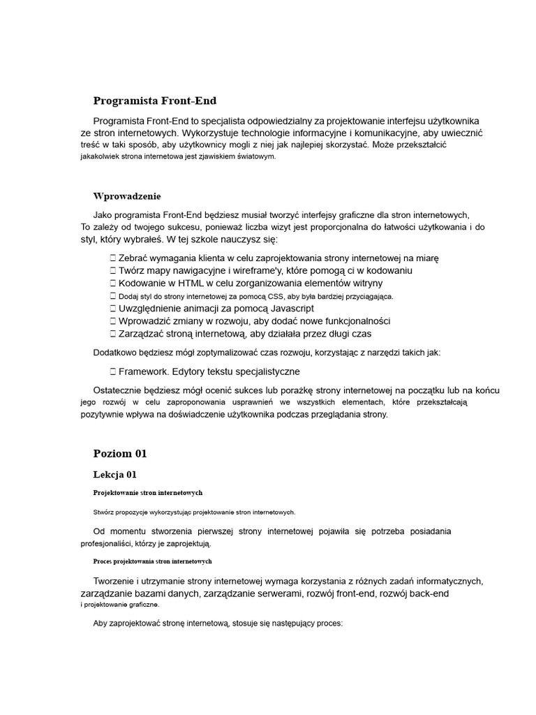 Programista Front End | PDF