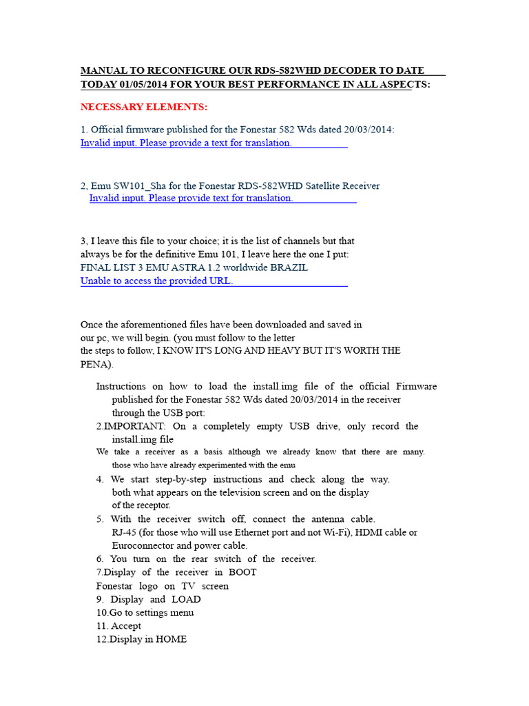 RDS-582WHD Decoder Setup Guide | PDF | Booting | Usb Flash Drive