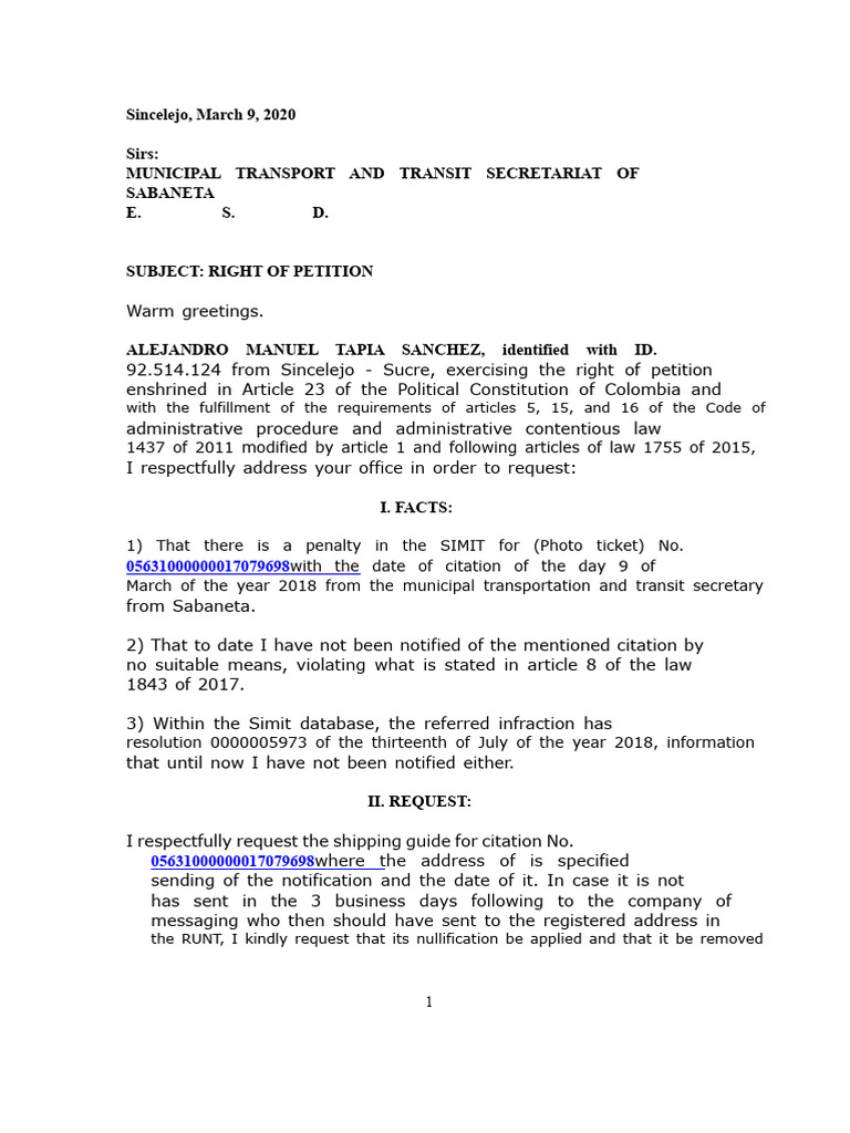 Right of Petition for Traffic Fine Nullification | PDF | Due Process ...