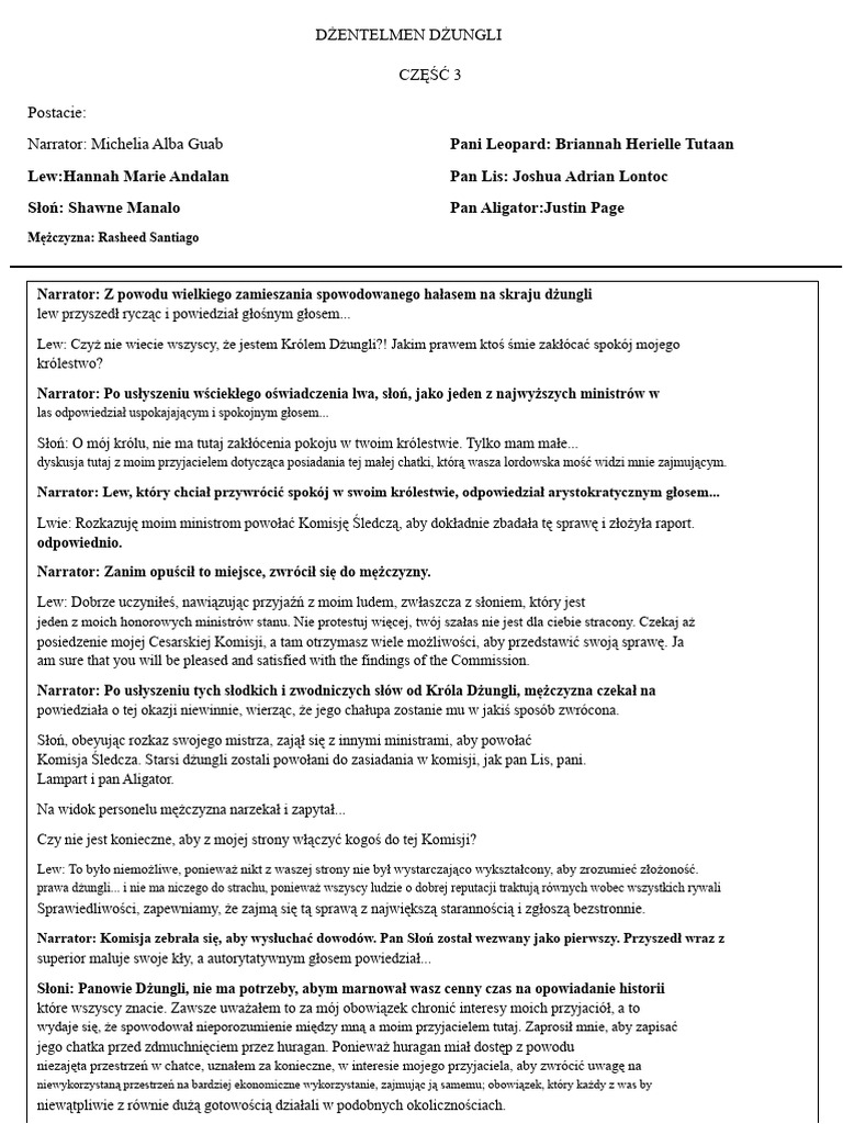 GENTLEMAN Z DŻUNGLI Script | PDF