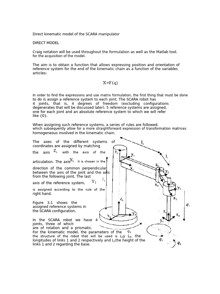 Kinematic Model of A SCARA Robot | PDF | Coordinate System | Mechanics