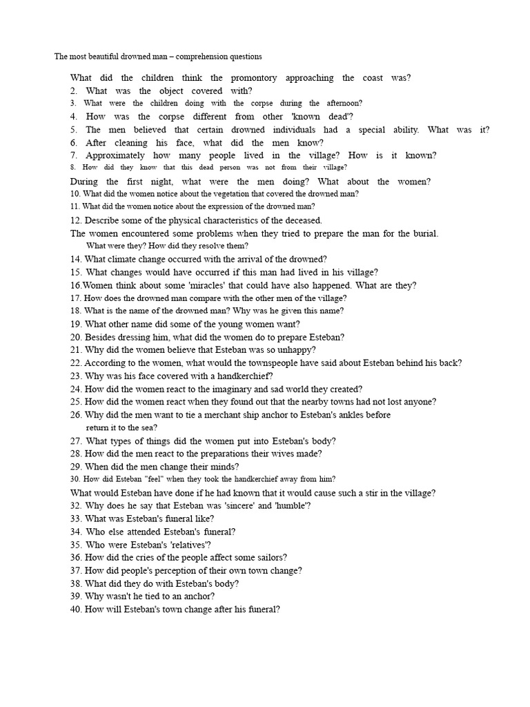 Comprehension Questions on 