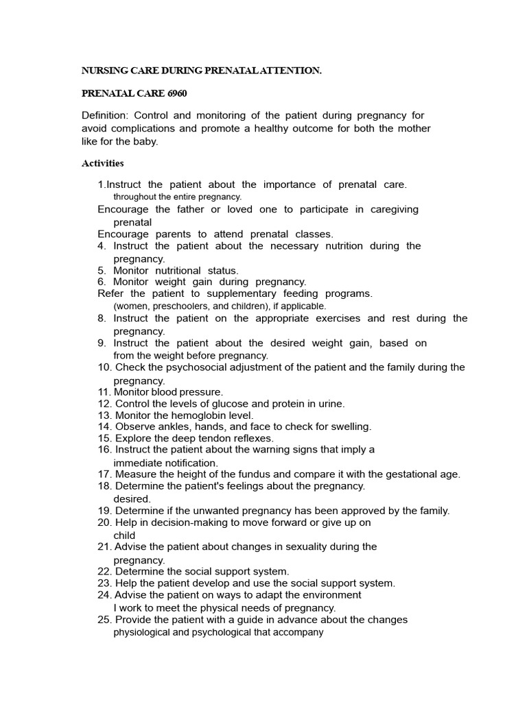 Essential Prenatal Nursing Care Guide | PDF | Pregnancy | Prenatal ...