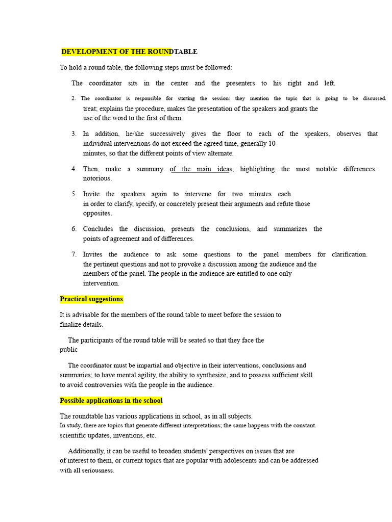 How to Conduct a Round Table Discussion | PDF