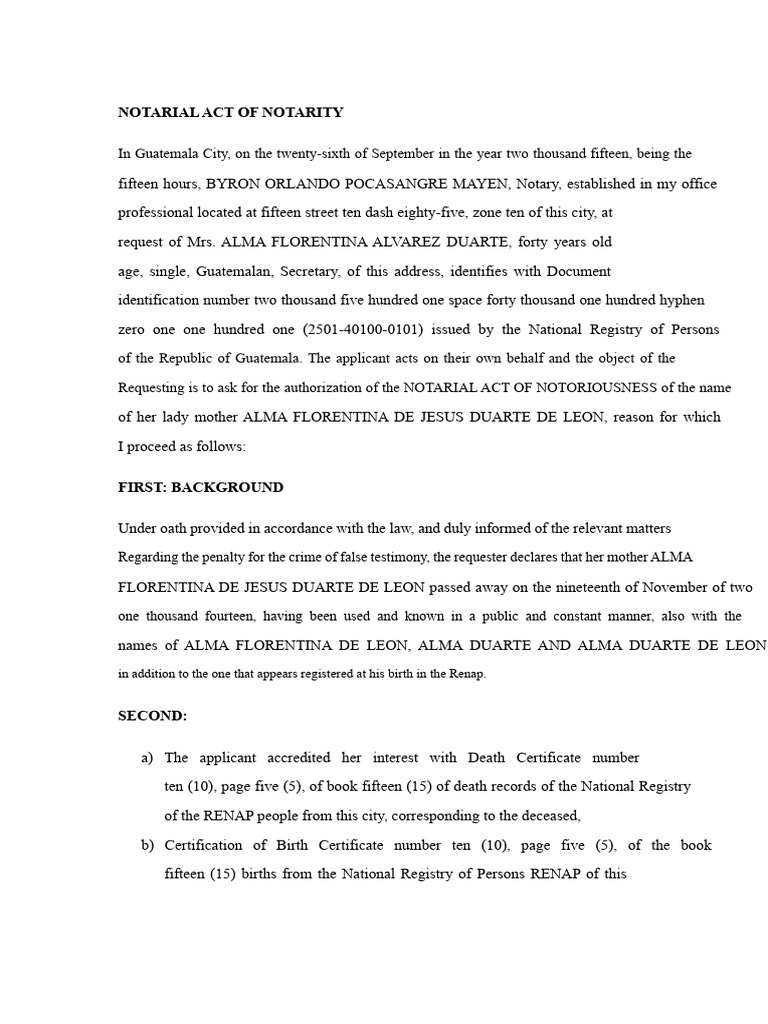 Notarial Act of Notoriety | PDF | Notary Public | Common Law