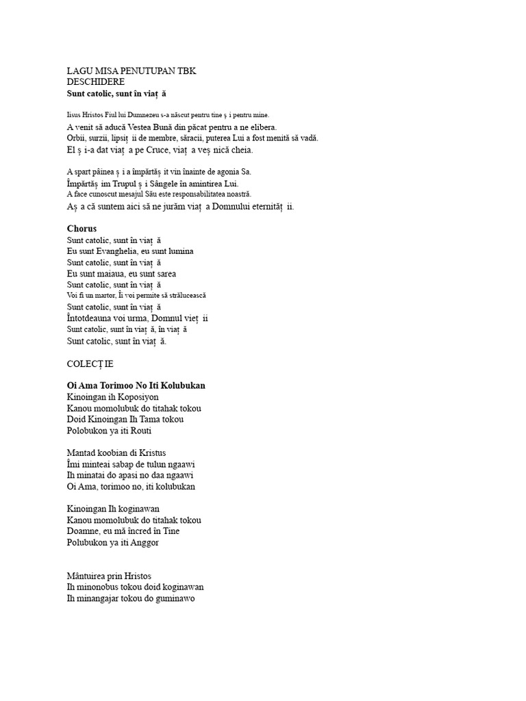 Litania de Închidere TBK | PDF