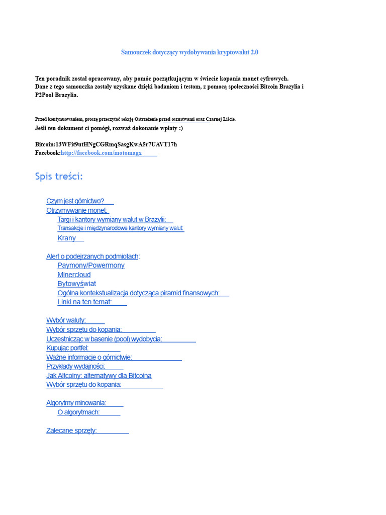 Poradnik Dotyczący Wydobywania Kryptowalut 2.0 | PDF