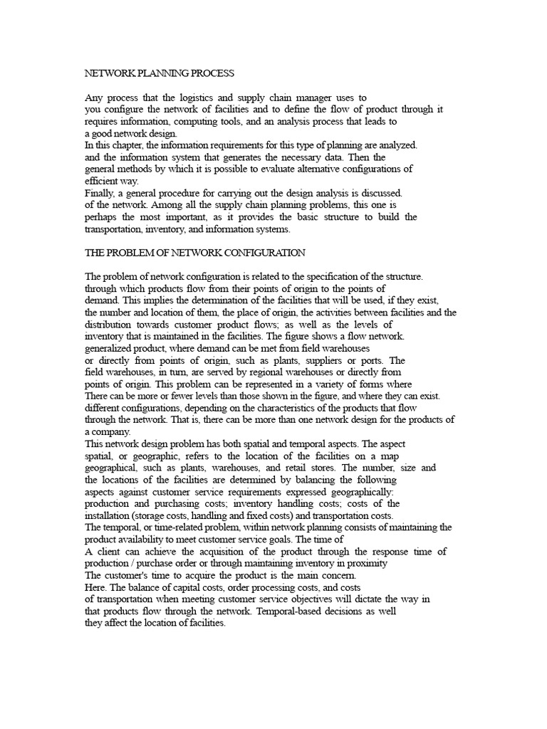 Network Planning Process | PDF | Supply Chain | Business