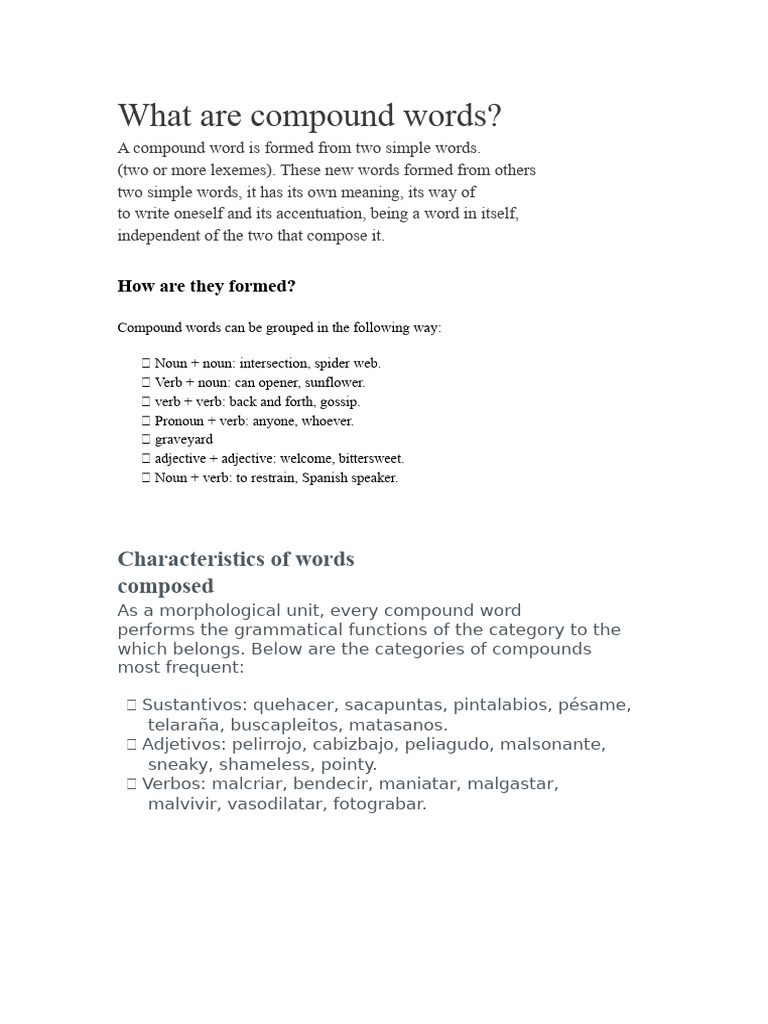 Understanding Compound Words in English | PDF