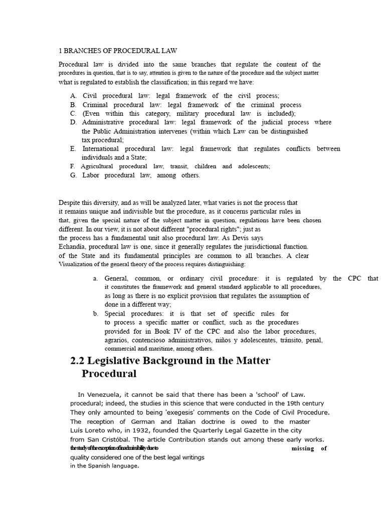 Overview of Procedural Law Branches | PDF | Constitution | Jurisprudence