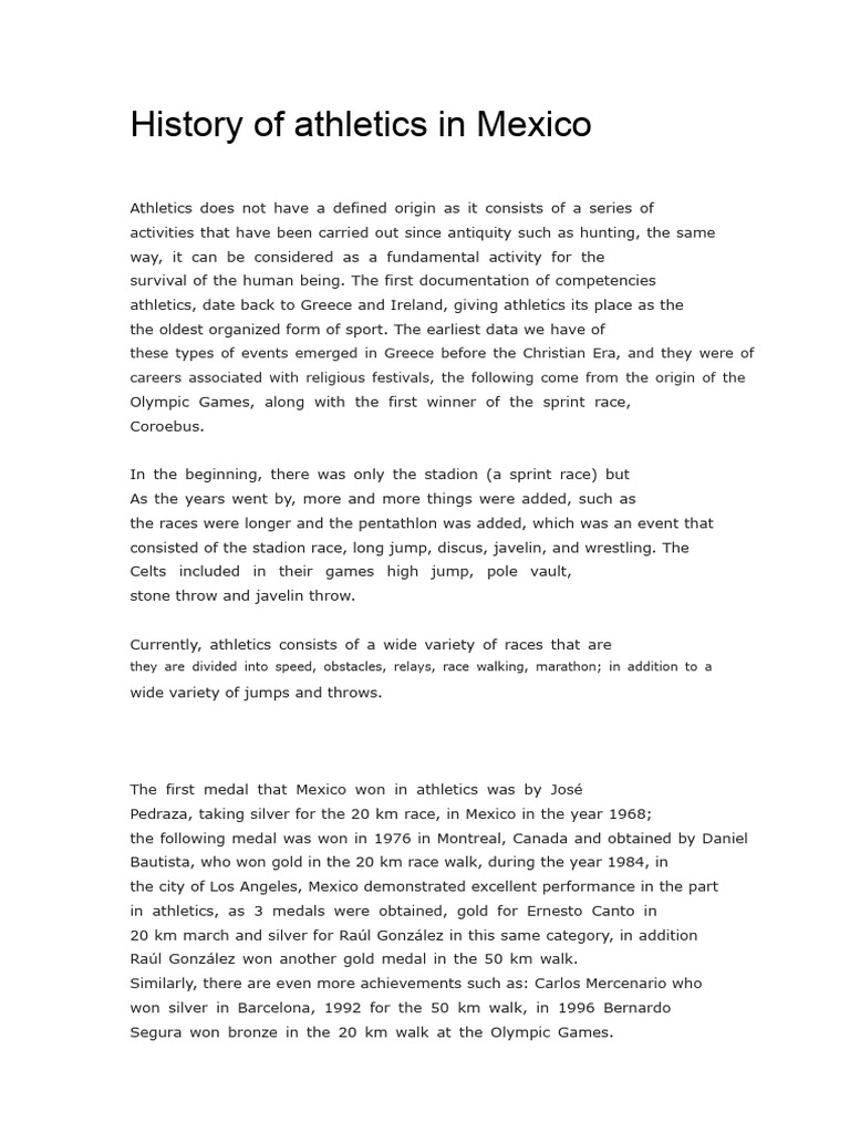 History of Athletics in Mexico | PDF | Track And Field | Sports