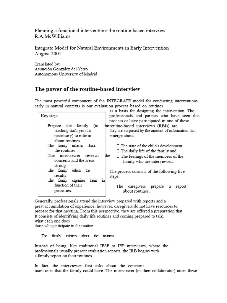The Interview Based On Routines PDF | PDF | Caregiver | Learning