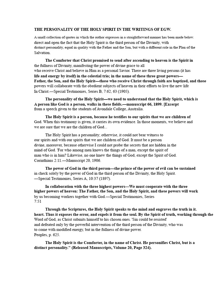 Personality of the Holy Spirit Explained | PDF | God The Father | Jesus