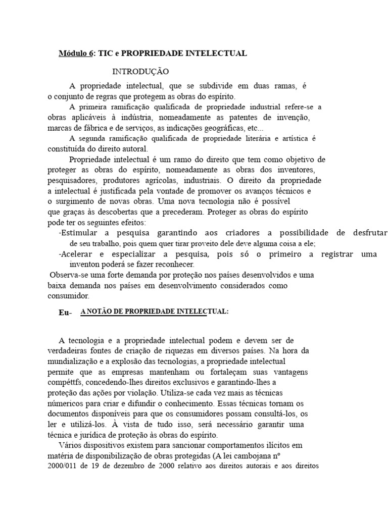 Propriedade Intelectual e TIC: Fundamentos | PDF | Propriedade ...