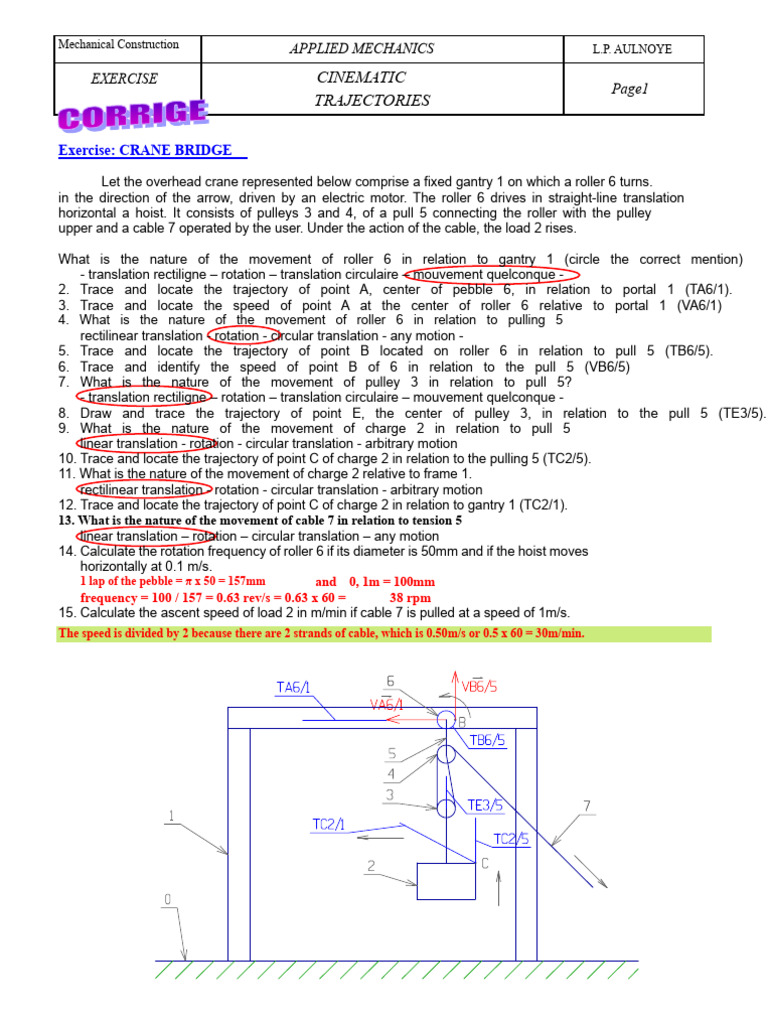 Crane Bridge Mechanics Exercise Guide | PDF | Crane (Machine) | Rotation