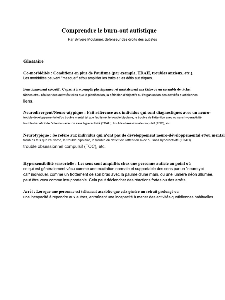 Comprendre le burn-out autistique | PDF | Autisme | Syndrome d ...