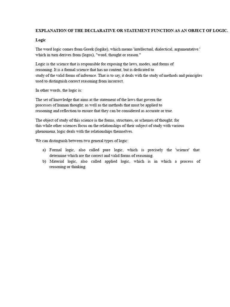 Explanation of The Declarative or Assertive Function As An Object of ...