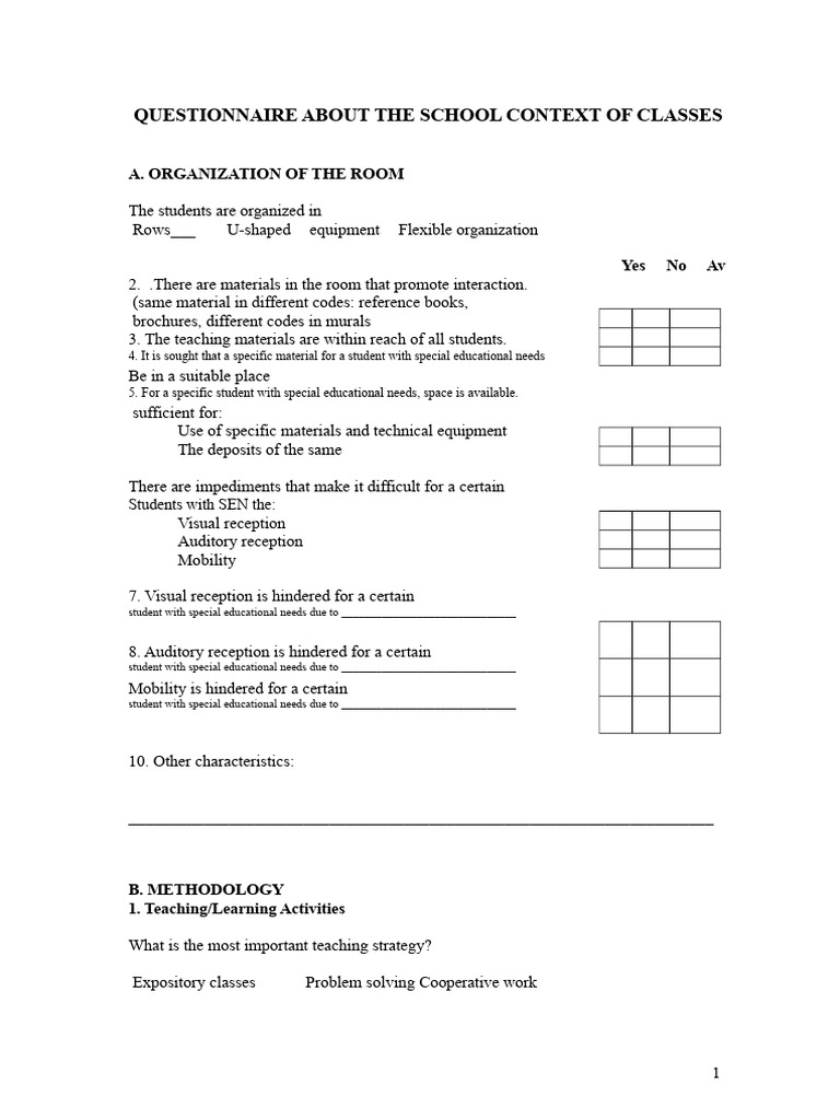 School Context Questionnaire for Classes | PDF | Learning | Knowledge