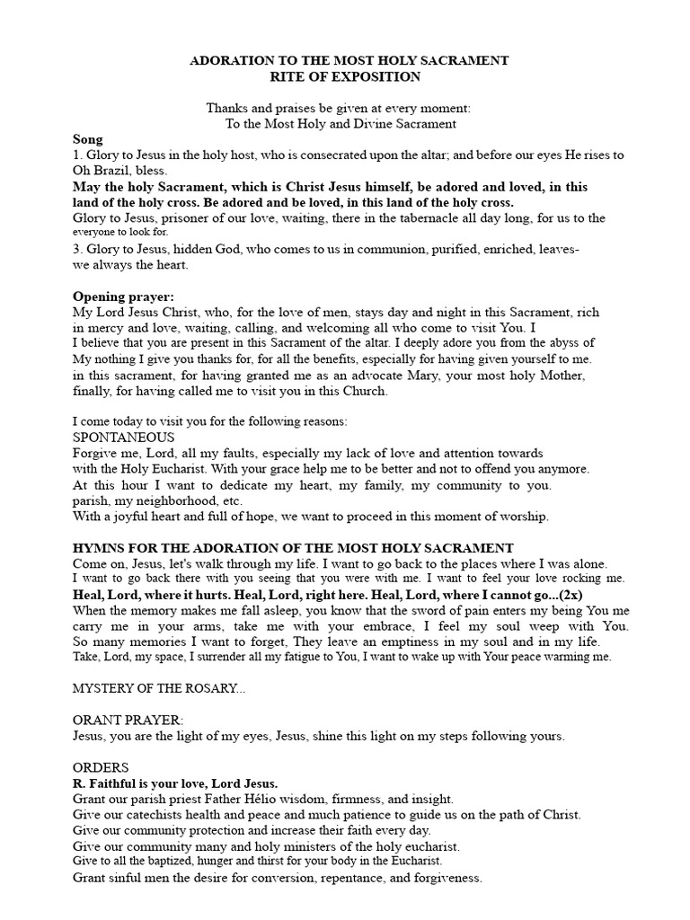 Adoration of the Holy Sacrament Guide | PDF | Eucharist | Christian ...