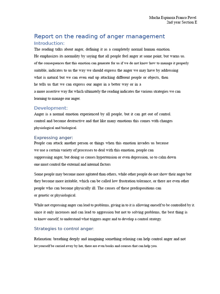 Anger Management Strategies Explained | PDF | Anger | Emotions