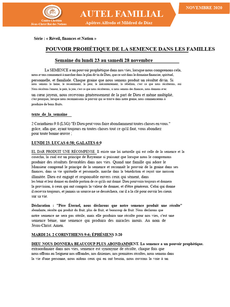 Pouvoir prophétique de la semence familiale | PDF | Dieu | Église ...