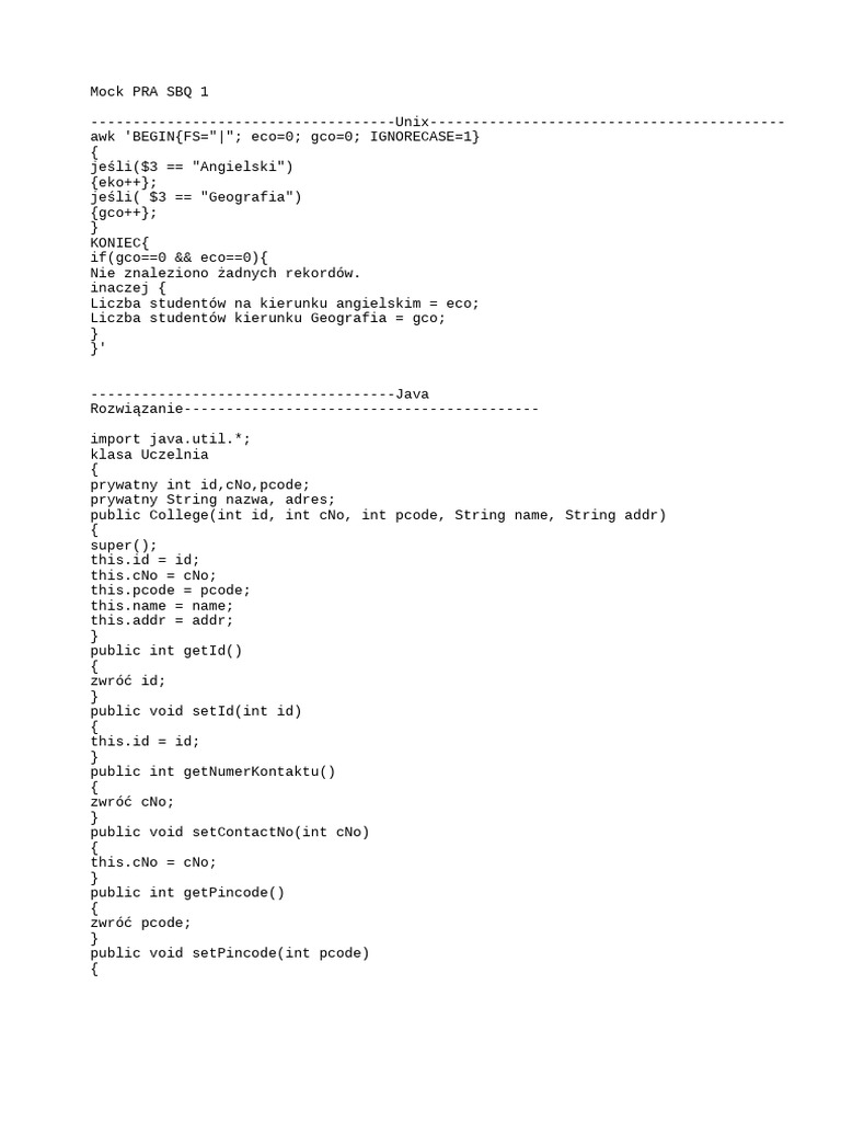 Java Mock PRA 12 3 Rozwiązania | PDF