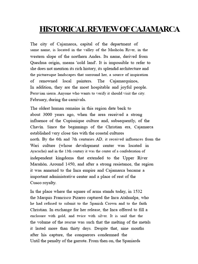Cajamarca: A Historical Overview | PDF | Peru | Inca Empire