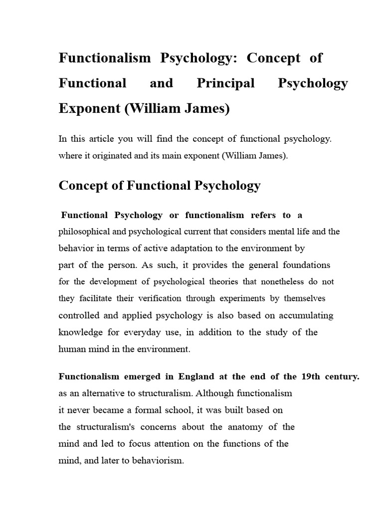 Understanding Functional Psychology | PDF | Psychological Theories ...