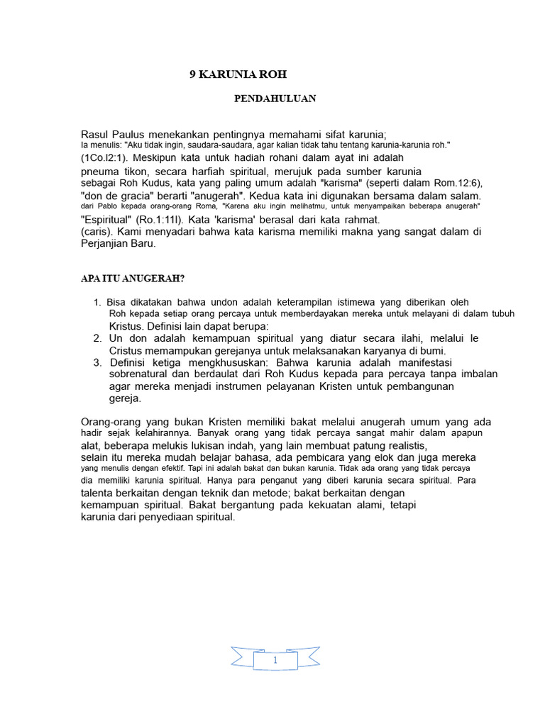 Karunia Roh Kudus dalam Gereja | PDF
