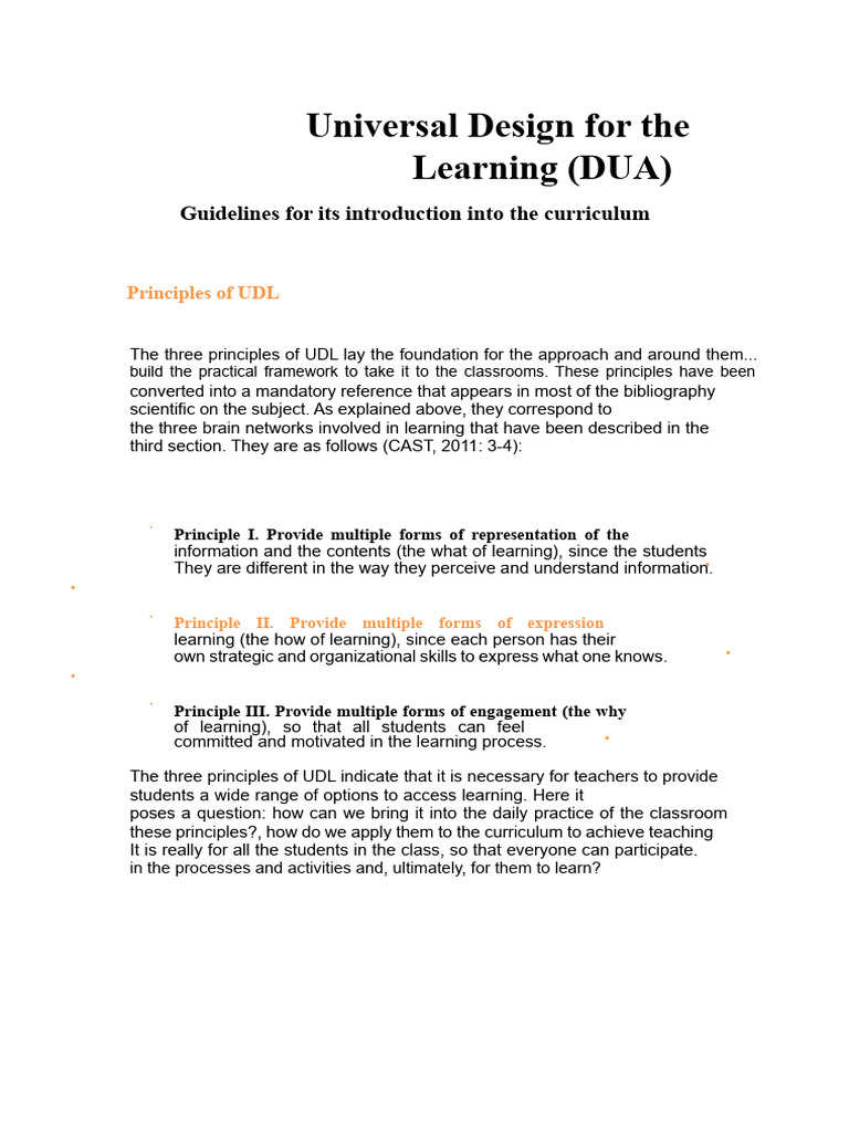 Implementing UDL Guidelines in Education | PDF | Emotional Self ...