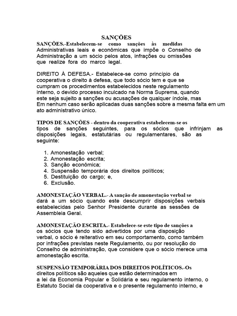 AULA 14.- SANÇÕES (1) | PDF | Cooperativa | Conselho de Segurança das ...