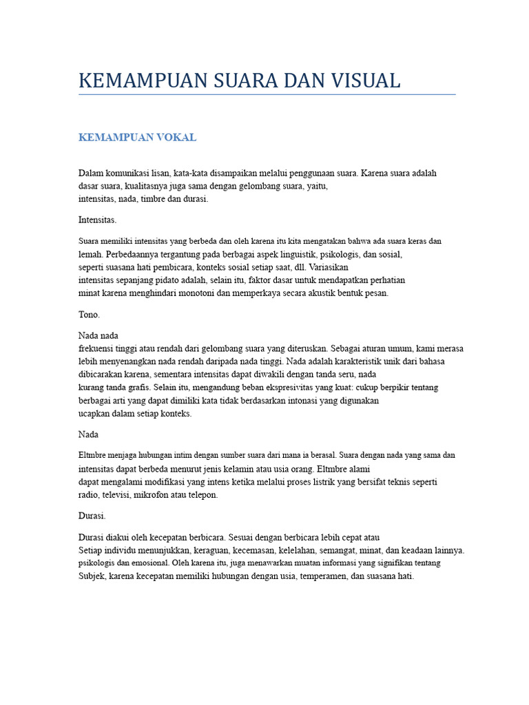 Keahlian Suara Dan Visual | PDF