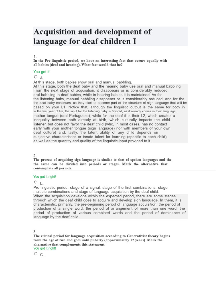 Language Acquisition in Deaf Children | PDF | Language Acquisition ...
