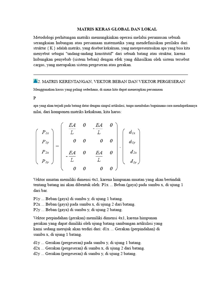 Matriks Kekakuan dalam Perhitungan Struktur | PDF