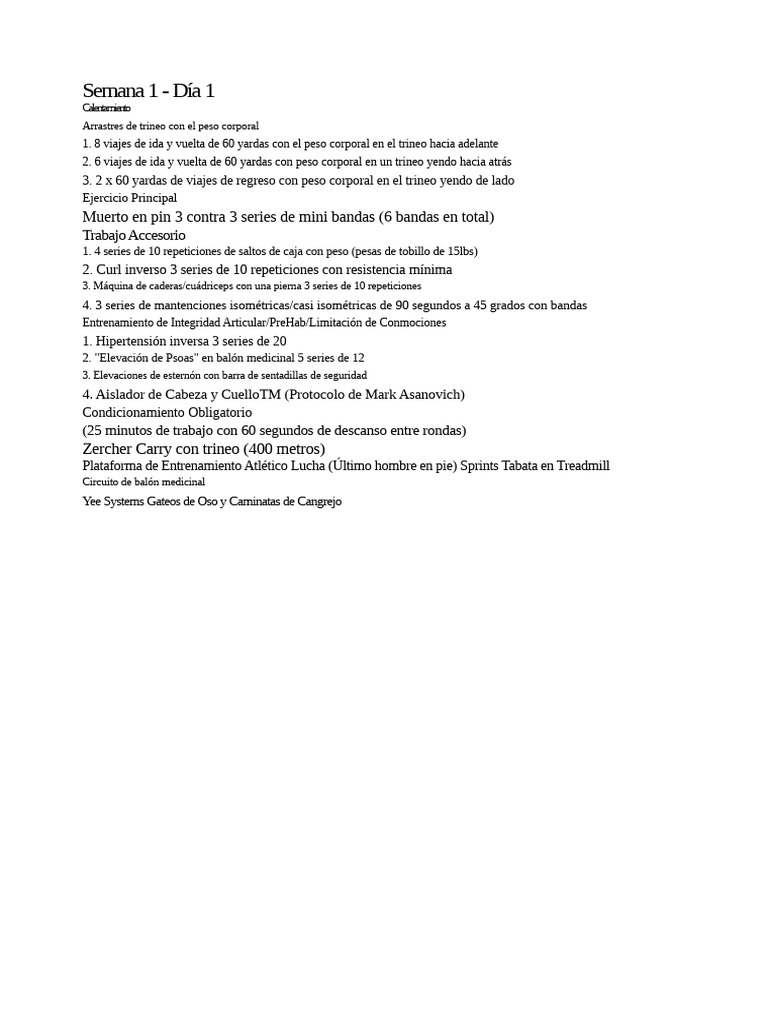 Conjugate Club Entrenamientos Mma Mes 1 | PDF | Entrenamiento de fuerza ...