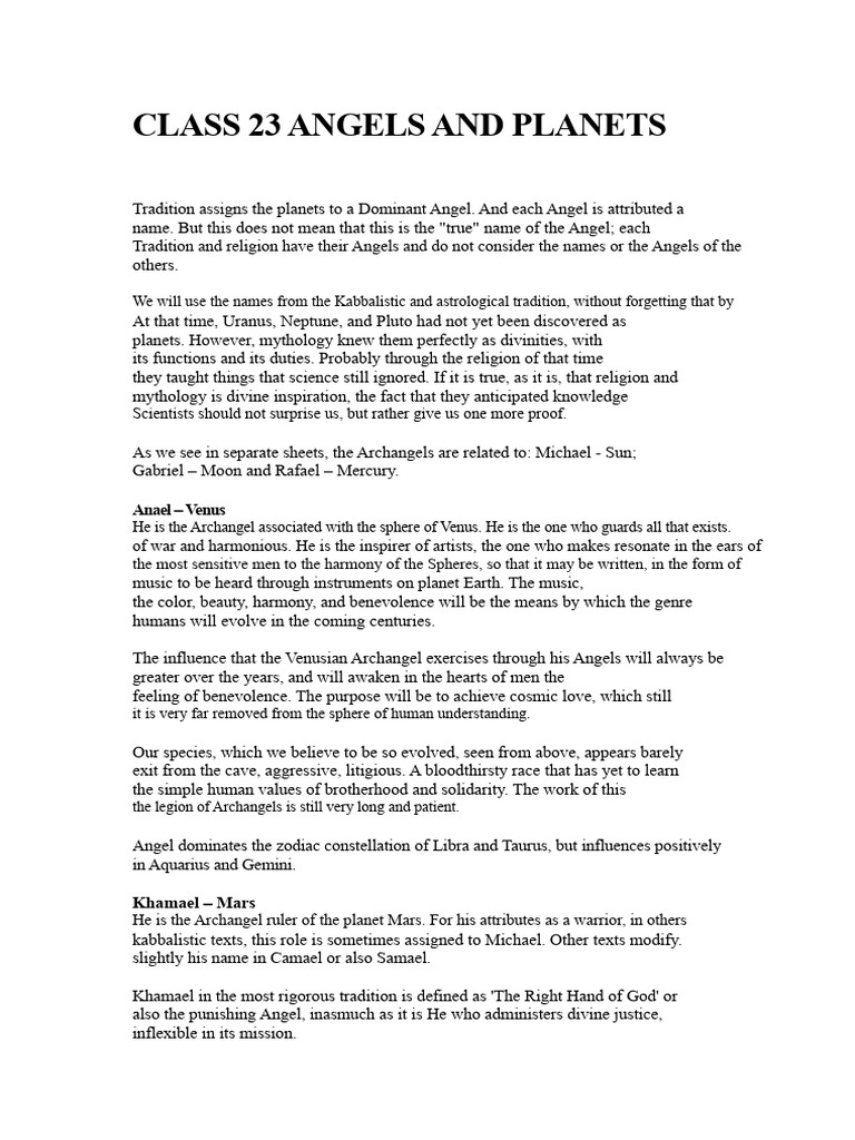 Archangels and Their Planetary Influence | PDF | Planets In Astrology ...