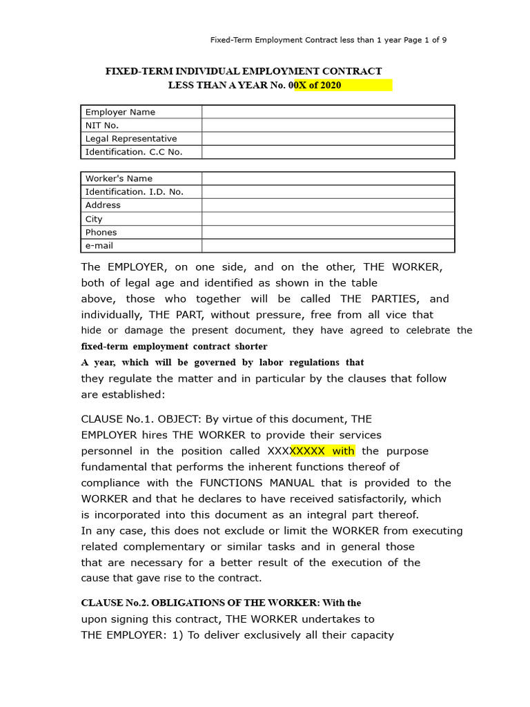 Fixed-Term Employment Contract Template | PDF | Employment | Salary