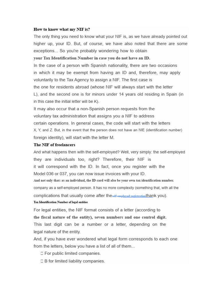 How To Know What My NIF Is | PDF | Identity Document | Business