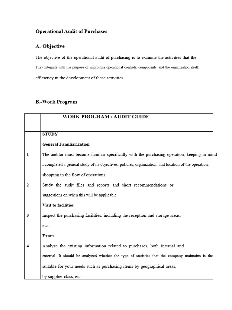 Purchasing Operational Audit Guide | PDF | Audit | Supply Chain
