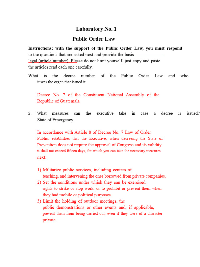 Public Order Law Measures in Guatemala | PDF | State Of Emergency ...