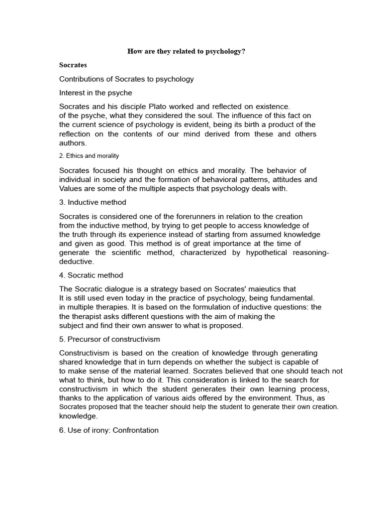 Socratic Influence on Psychology Explained | PDF | Soul | Socrates