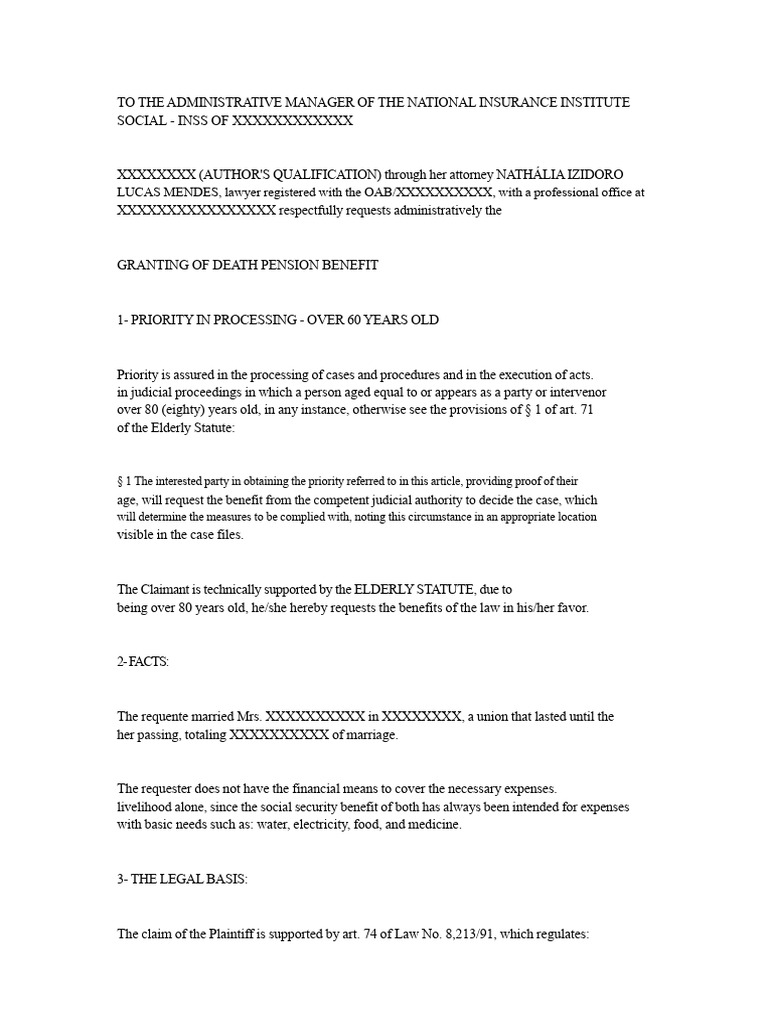 Death Pension Benefit Request for Elderly | PDF | Public Law | Common Law